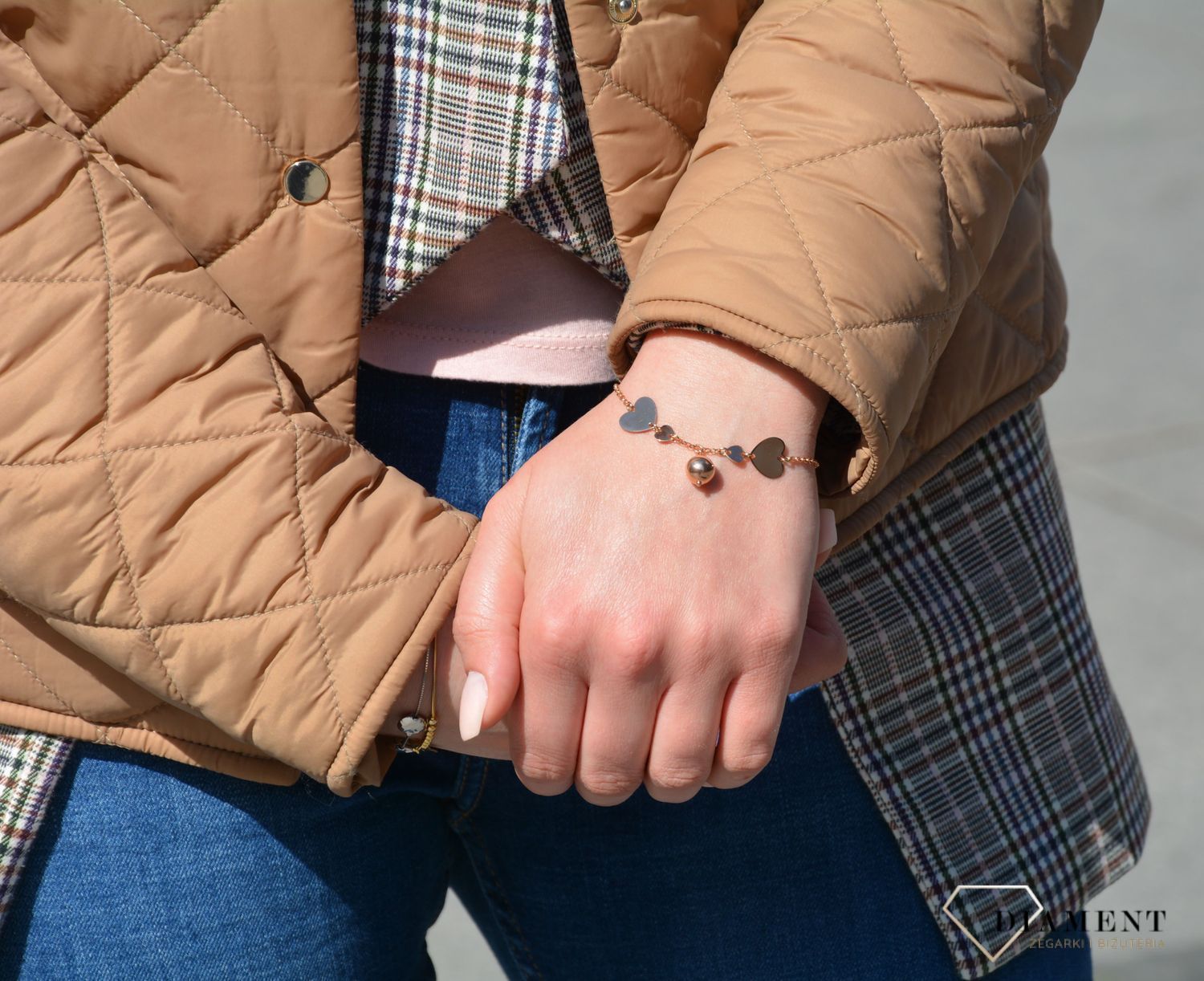 Bransoletka srebrna pozł. serduszka i kuleczka Dall'Acqua B RM 21295 039 (2).JPG